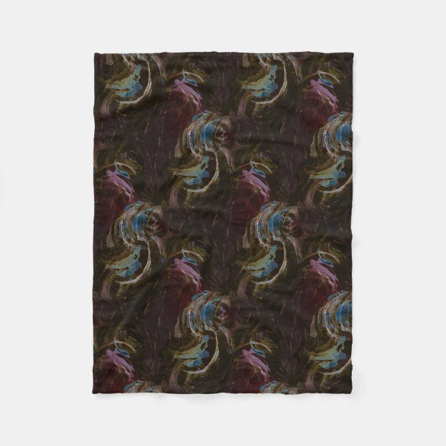 Retro Black Atomic Abstract Fleece Blanket (Front)