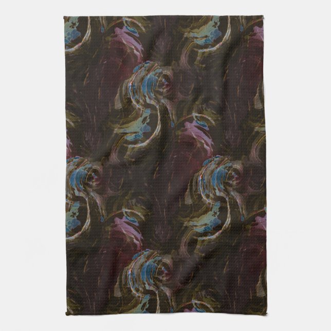Retro Black Atomic Abstract Kitchen Towel (Vertical)