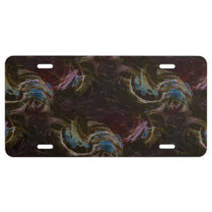 Retro Black Atomic Abstract License Plate