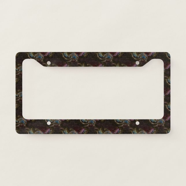 Retro Black Atomic Abstract License Plate Frame (Front)
