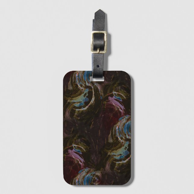 Retro Black Atomic Abstract Luggage Tag (Front Vertical)