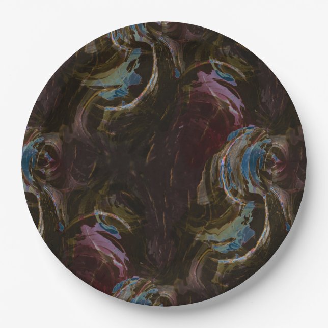 Retro Black Atomic Abstract Paper Plates (Front)