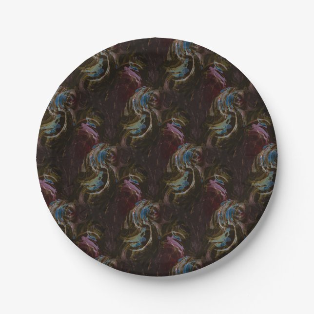 Retro Black Atomic Abstract Paper Plates (Front)