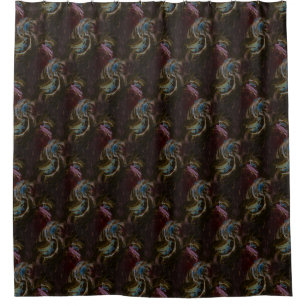 Retro Black Atomic Abstract Shower Curtain