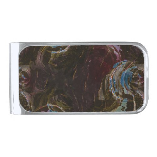 Retro Black Atomic Abstract Silver Finish Money Clip