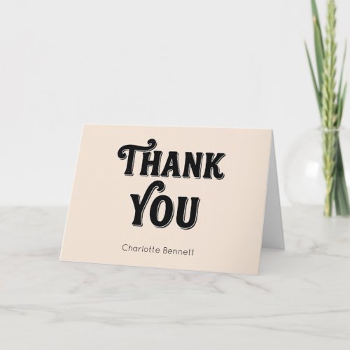 Retro Black Beige Typography personalized Thank You Card