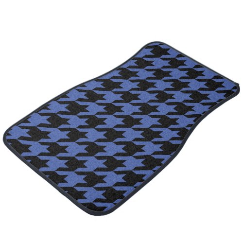 Retro Black Blue Houndstooth Weaving Pattern Car Floor Mat
