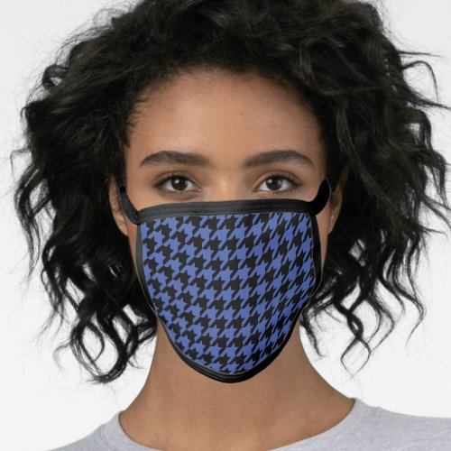 Retro Black Blue Houndstooth Weaving Pattern Face  Face Mask