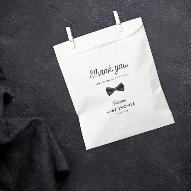 Retro Black Bow Tie Boy Baby Shower Thank You Favor Bag (Creator Uploaded)