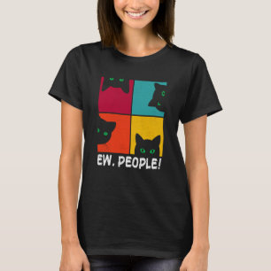 Retro Black Ca Ew People Meowy Cat T-Shirt