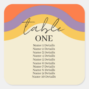 Retro Black Calligraphy Table Numbers Wedding  Square Sticker