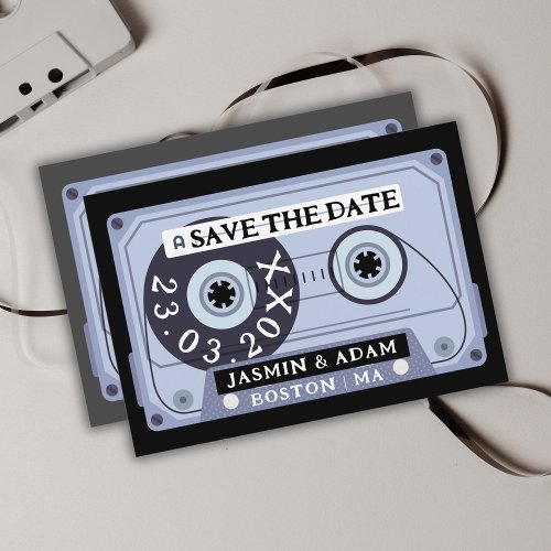 Retro Black Cassette Tape Wedding Save The Date