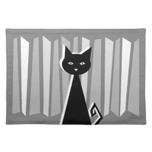 Retro Black Cat Cloth Placemat