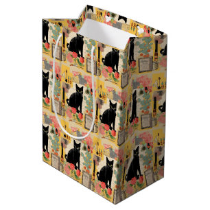 Retro Black Cat Collage Medium Gift Bag