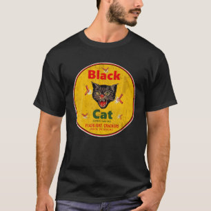 Retro Black Cat Firecrackers Vintage T-Shirt