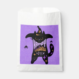 Retro Black Cat Funny Halloween Favor Bag