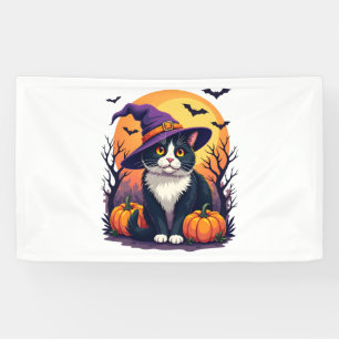 Retro Black Cat Halloween Pumpkin Costume For Men Banner