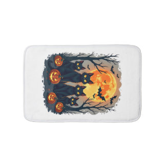 Retro Black Cat Halloween Pumpkin Costume For Wome Bath Mat