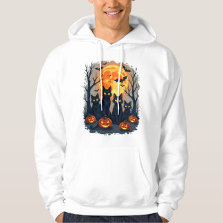 Retro Black Cat Halloween Pumpkin Costume For Wome Hoodie