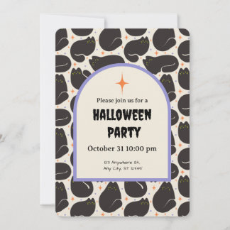 Retro Black Cat Invitation