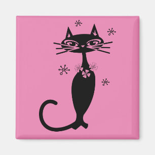 RETRO BLACK CAT MAGNET