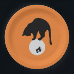 Retro Black Cat on the Moon Halloween Paper Plates<br><div class="desc">These retro black cat paper plates are perfect for Halloween parties at home or school!</div>
