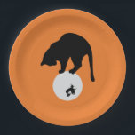 Retro Black Cat on the Moon Halloween Paper Plates<br><div class="desc">These retro black cat paper plates are perfect for Halloween parties at home or school!</div>