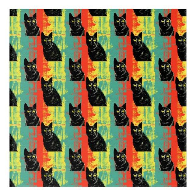 Retro Black Cat Pattern  Acrylic Print (Front)