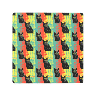 Retro Black Cat Pattern  Metal Print