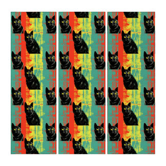 Retro Black Cat Pattern  Triptych