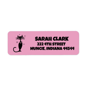 Retro Black Cat Silhouette Return Address Labels