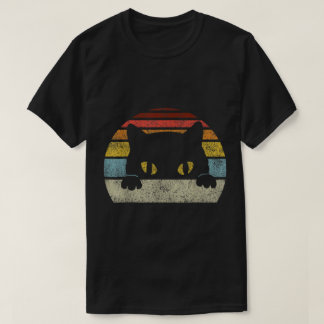 Retro Black Cat Vintage Sunset Art T-Shirt