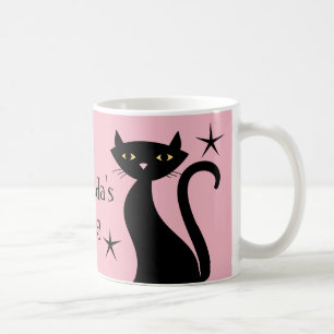 Retro Black Cats, baby boomer pink Coffee Mug