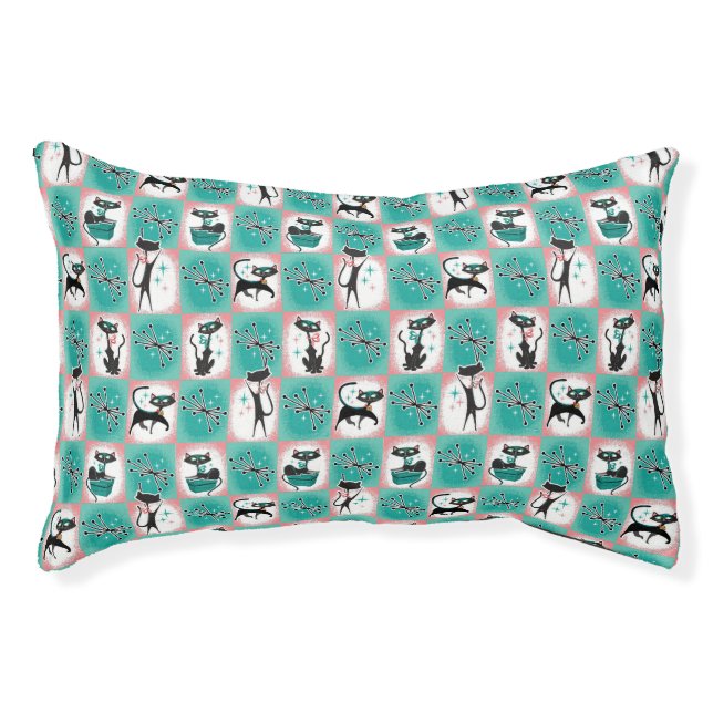 Retro Black Cats - Cat Bed (Front)