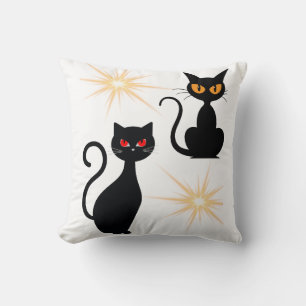 Retro black cats with starburst cushion/ throw pillow