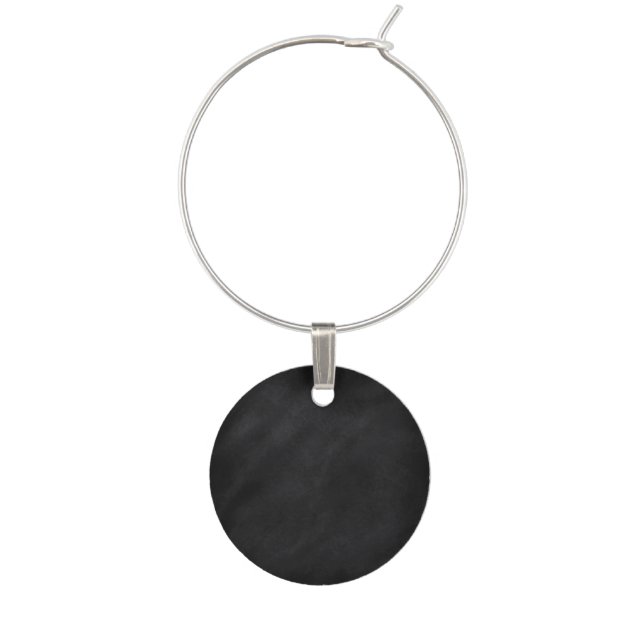 Retro Black Chalkboard Texture Wine Charm (Front)
