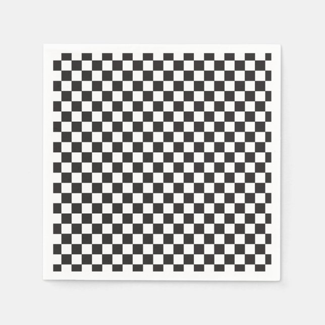 Retro Black Check Skateboard Birthday Napkins (Front)