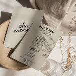 Retro Black Cream Bright Modern Trendy Wedding  Menu<br><div class="desc">A colorful retro funky modern bright  wedding dinner menu. Which features chic template design of boho vintage cream background and black typography and hand written menu in red. Perfect and matching with the whole suite.</div>