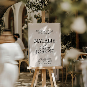 Retro Black Cream Old Money Wedding Welcome Sign