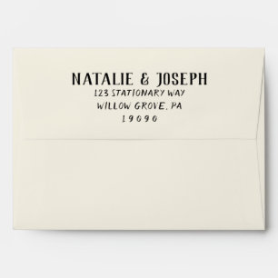 Retro Black & Creamy Hand-Written Bold Wedding Envelope