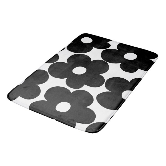 Retro Black Daisies #1 #decor #art Bath Mat (Angled)