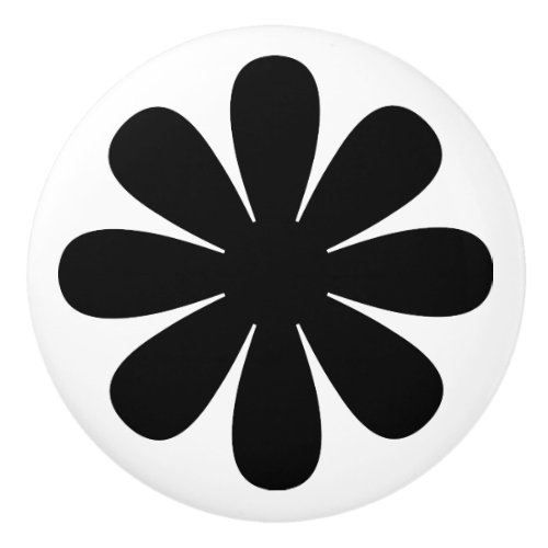 Retro Black Daisy Ceramic Knob