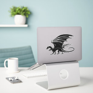 Retro Black Dragon - Mythical Creature Sticker