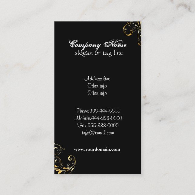Retro Black Elegant Business Cards (Front)