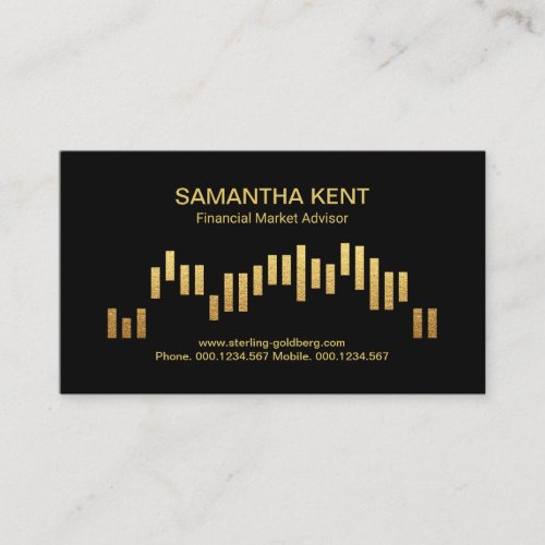 Retro Black Faux Gold Financial Bar Graph Forex Business Card