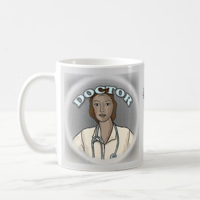Retro black female doctor  coffee mug (Left)