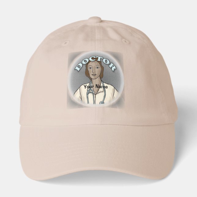 Retro black female doctor  hat (Front)