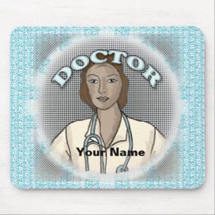 Retro black female doctor  mouse pad