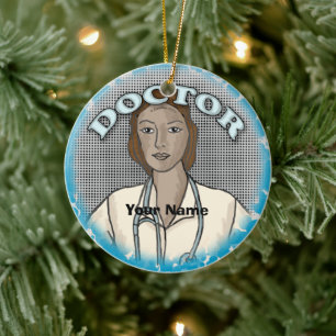 Retro Black female Doctor ornament