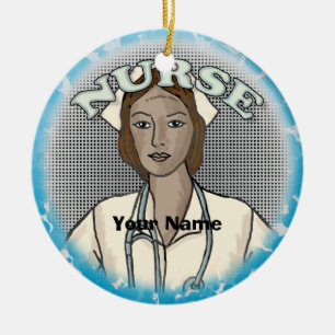Retro black female nurse ceramic ornament